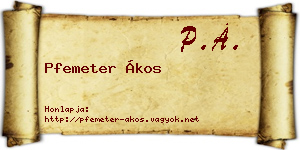 Pfemeter Ákos névjegykártya